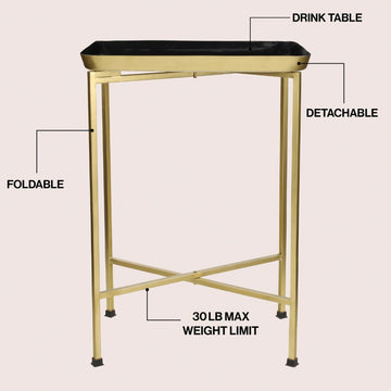 Sterling 26.25" Industrial Classic Metal Foldable Rectangular End Table and Side Table with Removable Tray Top